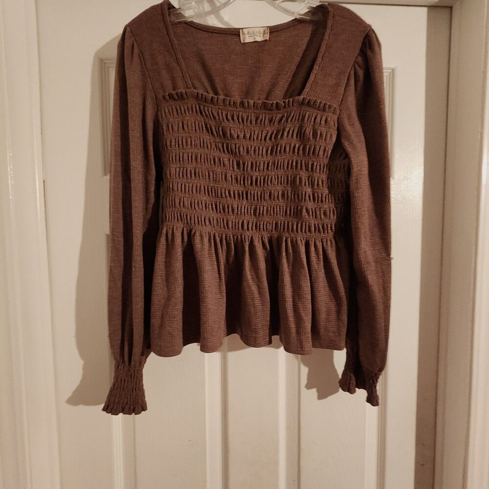 Altar'd State Women's Cropped Shirt M Brown